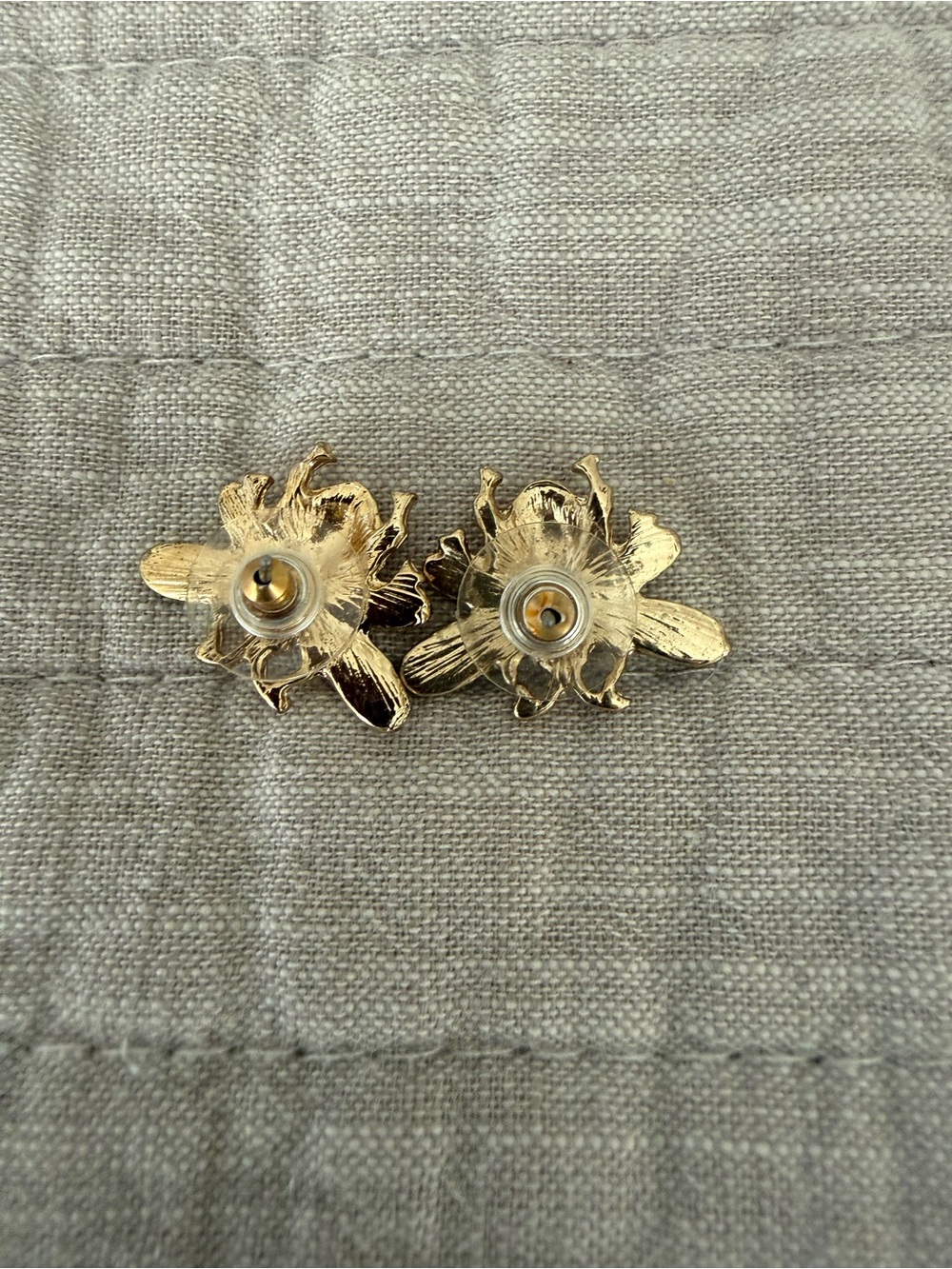 Gold Bee Stud Earrings with Crystal Wings - Women's Jewelry - Picture 3 of 4